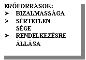 Szvegdoboz: ERFORRSOK:
	BIZALMASSGA
	SRTETLEN-
SGE
	RENDELKEZSRE
LLSA
